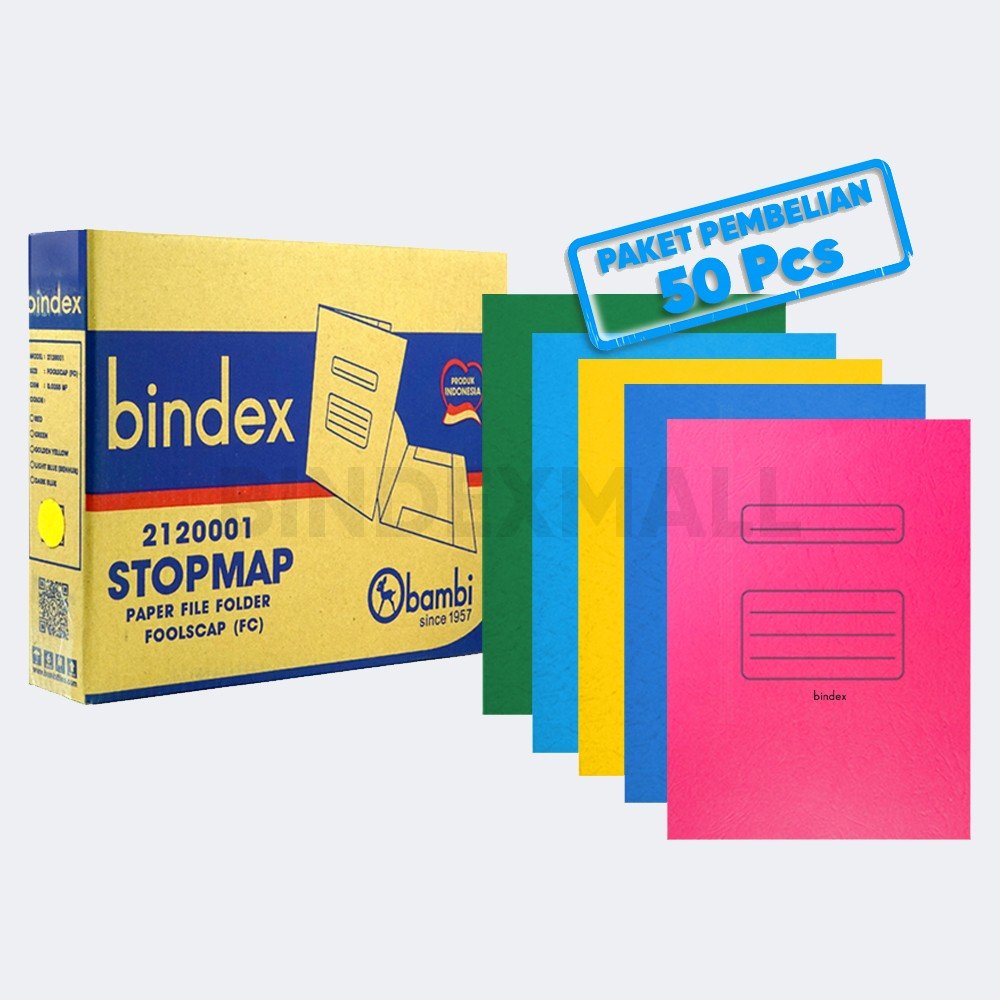 2120001 Gambar Utama A Stopmap kertas Bindex folio 180 GSM tersedia all color dark blue red green yellow original
