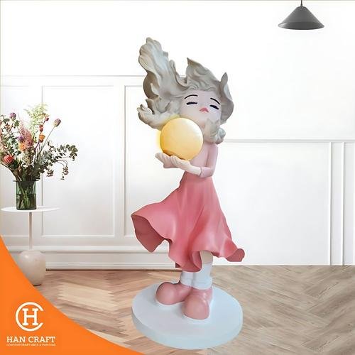 Dekorasi Pajangan Wishful Girl Floor Lamp Ornament Hancraft Dekorasi Pajangan Wishful Girl Floor Lamp Ornament - Gambar 1