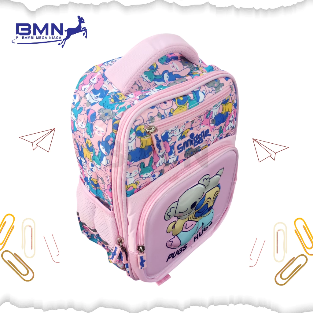 Smiggle Hugs Pugs 3 tas smiggle lucu hugs & pugs warna pastel medium untuk anak perempuan