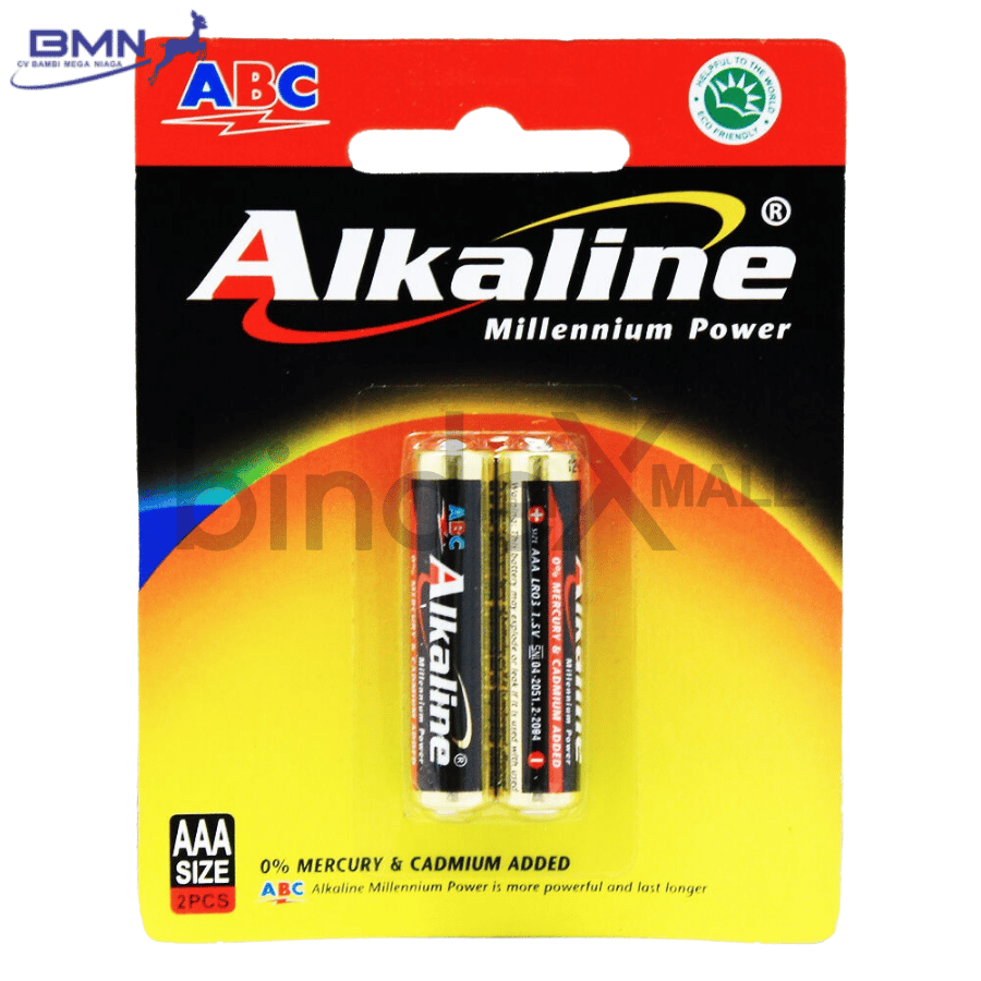 Alkaline AAA 2 Baterai AAA ABC Alkaline isi 2 pcs 1.5 volt anti bocor tahan lama untuk remote mouse dan senter