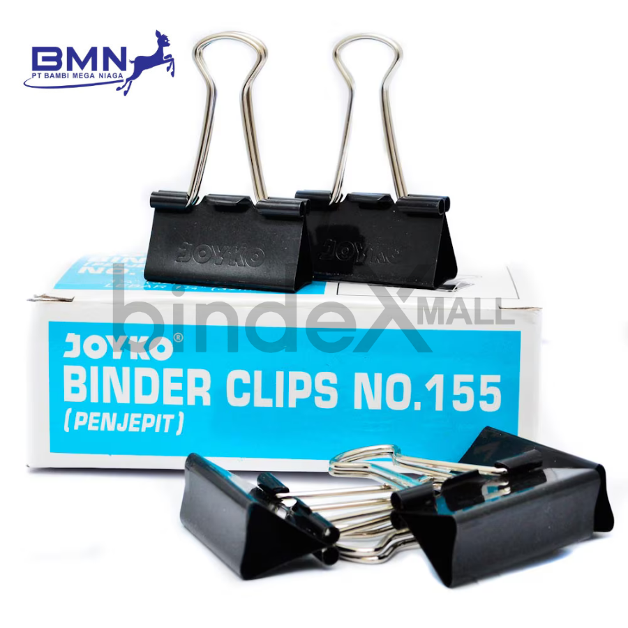 155 Joyko Binder Clip No.155 Penjepit Kertas Sedang Hitam Original