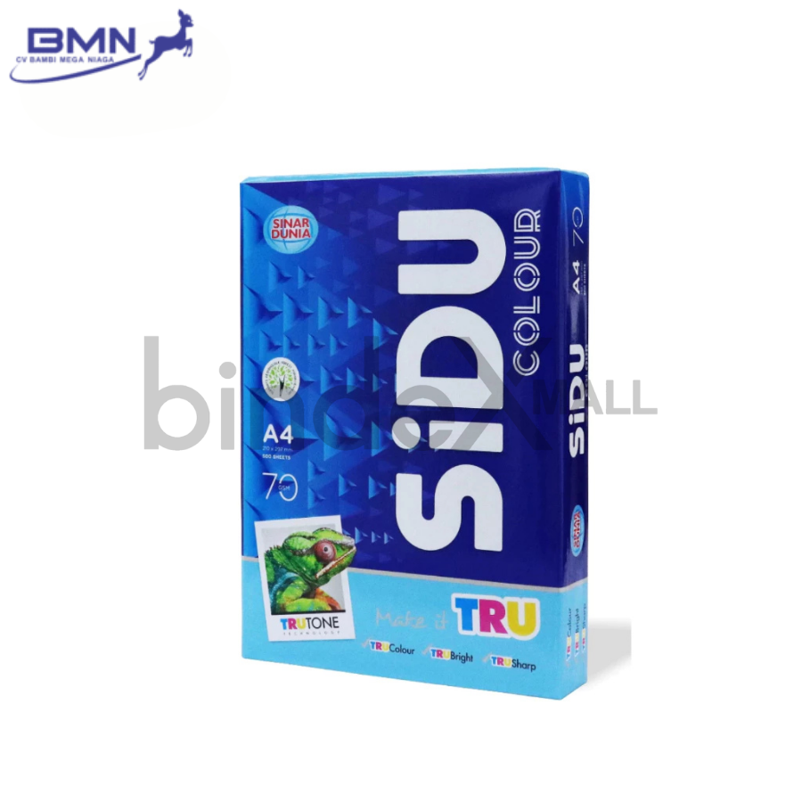 Sidu Color A4 70Gsm Kertas HVS Warna A4 70 GSM SIDU 1 Rim 500 Lembar Warna Kuning Hijau Pink Biru Original Sinar Dunia